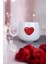 One Love One Heart - Kırmızı Büyük Kalpli El Yapımı Seramik Mug 200 ml Fincan 2