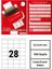 52.5x41mm Lazer Etiket | 1 Paket | 100 Sayfa | No: 28 | Ofis, Ambalaj, Etiketleme | Yapışkanlı 1