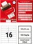 105x35mm Lazer Etiket | 1 Paket | 100 Sayfa | No: 16 | Ofis, Ambalaj, Etiketleme | Yapışkanlı 1