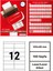 105x46mm Lazer Etiket | 1 Paket | 100 Sayfa | No: 12 | Ofis, Ambalaj, Etiketleme | Yapışkanlı 1