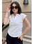 Beyaz Polo Yaka, Kısa Kol, Fitilli Kaşkorşe Kumaş, Basic Kalıp/kesim, Spor ve Günlük Bluz & T-Shirt 1