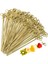 Bambu Kürdan Yeşil Düğümlü 12 cm 50LI Hamburger Pasta Kürdanı Süsü Bambu Çöp Şiş Yemek Kürdanı 1
