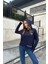 Kadın Laci Uzun Kol, Yırtmaç Detaylı, Arma ve Yazı Detaylı, Kapüşonlu Sweatshirt Bluz 5