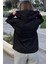 Kadın Siyah Kapüşonlu, Fermuarlı, Cepli, Regular Kesim Sweatshirt 2