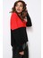 Kadın Kırmızı & Siyah Yuvarlak Yaka Iki Renkli Triko Uzun Kol Düz Kesim Standart Boy Triko Bluz 2