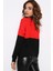 Kadın Kırmızı & Siyah Yuvarlak Yaka Iki Renkli Triko Uzun Kol Düz Kesim Standart Boy Triko Bluz 3