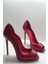 Kırmızı Mat Love Kare Burun Gizli Platformlu Stiletto Topuklu Ayakkabı 1