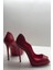 Kırmızı Mat Love Kare Burun Gizli Platformlu Stiletto Topuklu Ayakkabı 2