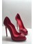 Kırmızı Mat Love Kare Burun Gizli Platformlu Stiletto Topuklu Ayakkabı 3
