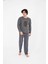 Erkek Ekose Yazlık Uzun Kollu Pamuklu Pijama Takımı 1