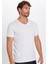 Erkek Slim Fit Dar Kesim %100 Pamuk Yumuşak Dokulu Beyaz V Yaka Tişört 1