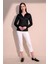 Kadın Siyah Modern Tarz Kendinden Dokulu Polo Yaka Bluz Sweatshirt 2