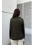 Kadın Haki Polo Yaka Basic Bluz, Uzun Kol, Regular Kesim, Günlük ve Spor Kaliteli Kumaş Sweatshirt 5
