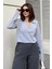 Kadın Gri Polo Yaka Basic Bluz, Uzun Kol, Regular Kesim, Günlük ve Spor Kaliteli Kumaş Sweatshirt 1