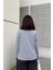 Kadın Gri Polo Yaka Basic Bluz, Uzun Kol, Regular Kesim, Günlük ve Spor Kaliteli Kumaş Sweatshirt 2