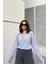 Kadın Gri Polo Yaka Basic Bluz, Uzun Kol, Regular Kesim, Günlük ve Spor Kaliteli Kumaş Sweatshirt 3