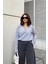 Kadın Gri Polo Yaka Basic Bluz, Uzun Kol, Regular Kesim, Günlük ve Spor Kaliteli Kumaş Sweatshirt 5
