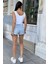 Kadın Silver Gümüş Payetli Kolsuz Parlak Crop Bluz 5