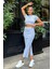 Bebe Mavi Çizgili Crop Bluz ve Kalem Etek Takım 2
