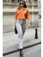 Kadın Gri Yüksek Bel, Rahat Kesim, Boru Paça, Skinny Kot Pantolon - Jeans 2