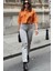 Kadın Gri Yüksek Bel, Rahat Kesim, Boru Paça, Skinny Kot Pantolon - Jeans 3