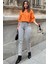 Kadın Gri Yüksek Bel, Rahat Kesim, Boru Paça, Skinny Kot Pantolon - Jeans 5