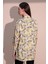 Kadın Sarı Safari Desen Yeni Moda Saten Çift Cepli Salaş Kimono Ceket - Tesettüre Uygun 5