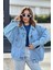 Kadın Buz Mavi Apaş Yaka, Çift Cepli, Kaliteli Jeans Kumaş, Salaş Kot Ceket 1