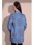 Kadın Saks Etnik Desen Yeni Moda Saten Çift Cepli Salaş Kimono Ceket - Tesettüre Uygun 5