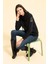 Yaka Kordon Detaylı Kanguru Cep Siyah Sweatshirt 3