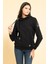 Yaka Kordon Detaylı Kanguru Cep Siyah Sweatshirt 5