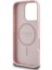 Apple iPhone 16 Pro Max Kılıf Lisanslı Magsafe Özellikli Çiçek Tasarımlı Yazı Logolu Kapak Pembe 3