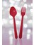 Plastik Kaşık Çatal Set Fuşya 16 Li 1