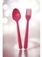 Plastik Kaşık Çatal Set Pembe 8 Li 1