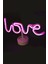 Love Yazılı Neon LED Pembe Başucu Masa Lambası 2