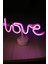 Love Yazılı Neon LED Pembe Başucu Masa Lambası 3