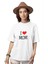 Unisex Bisiklet Yaka Baskılı Oversize Thirt Beyaz 1