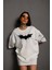 Unisex Ön ve Kol Baskılı Oversize Tshirt Beyaz 1