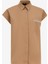 Loose Fit Gömlek Yaka Düz Deve Tüyü Kadın Gömlek F5SL-GML0324 1