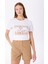 Bisiklet Yaka Baskılı Kırık Beyaz Kadın T-Shirt F5SL-TST0176 3