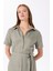 Gömlek Yaka Düz Haki Diz Altı Kadın Elbise FC5SL-ELB0141 3