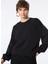 Yuvarlak Yaka Düz Siyah Kadın SweatShirt 104002-A115 Z99 1