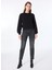Yuvarlak Yaka Düz Siyah Kadın SweatShirt 104002-A115 Z99 4