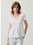 V Yaka Düz Beyaz Kadın T-Shirt JAC51E25_BLANC 2