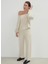 Kayık Yaka Düz Ekru Kadın SweatShirt ITO03AE25_ECRU Melange 3