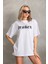 Unisex Baskılı Oversize Thirt Beyaz 1
