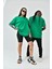 Basic Bisiklet Yaka Oversize Thirt Yeşil 1