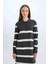Regular Fit Polo Yaka Düğmeli Çizgili Uzun Kollu Maxi Elbise D6523AXNS 3