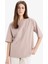 Oversize Geniş Kalıp Bisiklet Yaka Basic Düz Penye Kısa Kollu Tişört C0099AX25SP 4