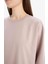 Oversize Geniş Kalıp Bisiklet Yaka Basic Düz Penye Kısa Kollu Tişört C0099AX25SP 5